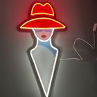 5V Personalized Neon Sign Red Hat Girl Neon Sign For Bedroom Home Bar Decor