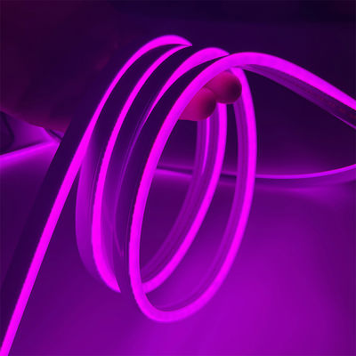 LED Neon Flex Strip Pink Housing Mini Size 12V Input Waterproof Eco PVC Material High Brightness SMD2835 108 LEDs per Meter IP65 Rated