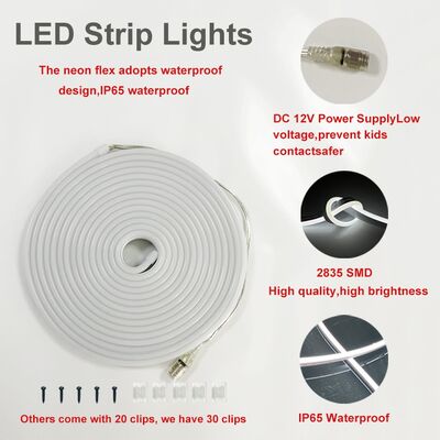 Flexible LED Neon Flex Strip with SMD2835 120 LEDs per meter white color silicone sleeve IP65 waterproof perfect for commercial home lighting