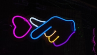 Custom finger heart neon sign men cave bedroom  Dorm wall lighting deco