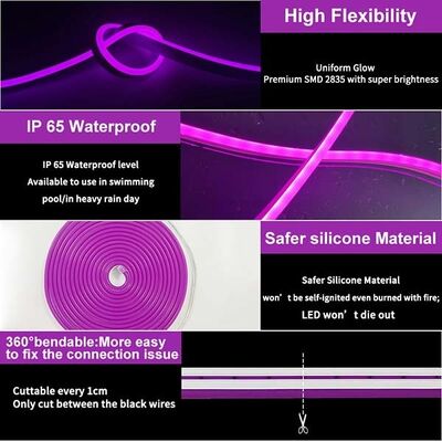 LED Neon Flex Strip SMD2835 12V Flexible Silicone Waterproof Rope Light for Indoor Outdoor in Home Commercial Decoration