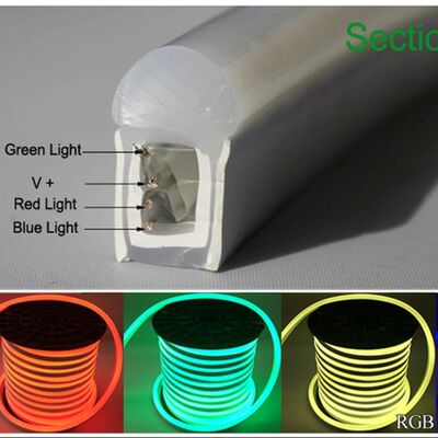 RGB LED Neon Flex neon light strip with 5050 PLCC 6 SMT LEDs offering three times brightness compared to older LED versions