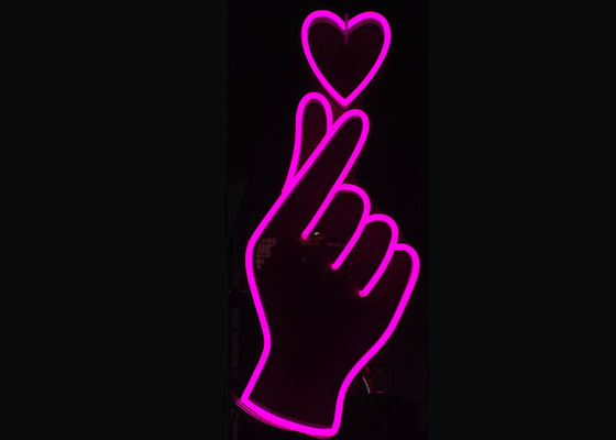 Silica Gel  Vasten Finger Heart Custom Neon Signs 200cm 12v