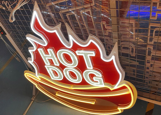 Hot dog neon signs coffee shop neon sign hot dog zone led light sign