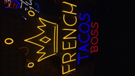 8*12mm Dimmable LED Neon Sign French Tacos Boss Square Backboard