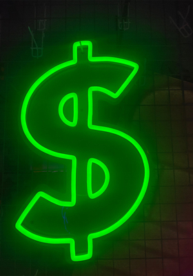 Dollars neon sign handmade green color money  neon sign